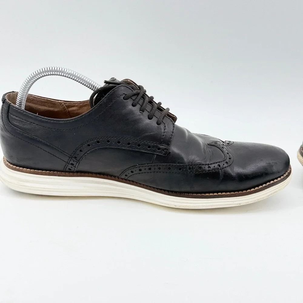 Cole Haan Grand.OS Men Black Leather Wingtip Oxford Dress Shoes C23771 Size 11.5